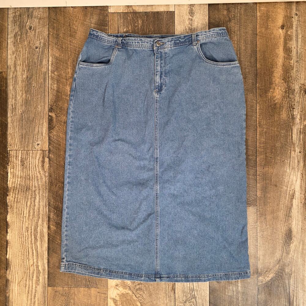 Vintage Midi Maxi Denim Skirt Cottagecore Country Costal Cowgirl Plus Size 20W